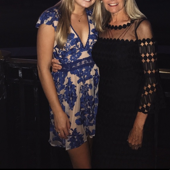 For Love & Lemons Blue Short Sleeve Lace Dress - Picture 2 of 4